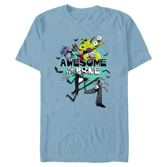 Disney The Nightmare Before Christmas Awesome to the Bone - Short Sleeve Blended T-Shirt for Adults – Customized-Ocean Blue