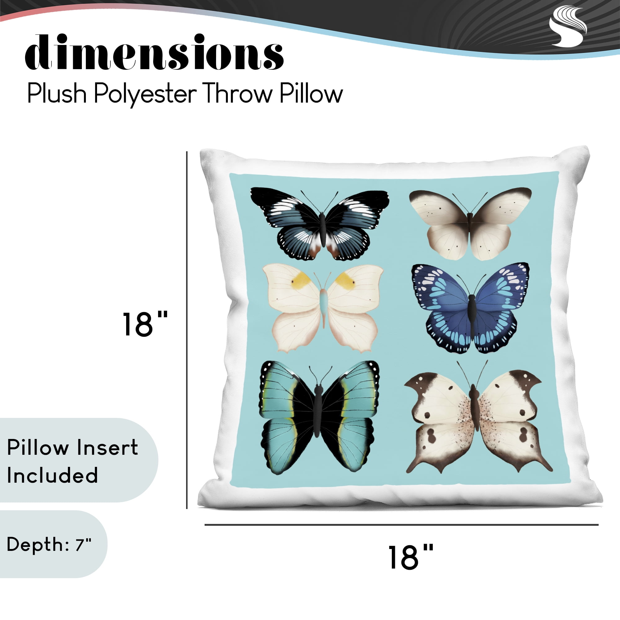 Stupell Industries Six Diverse Butterflies on Turquoise Decorative Printed Throw Pillow, design by Metka Hiti