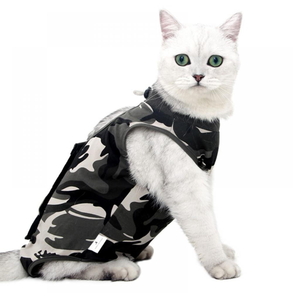 Cat Recovery Suit for Abdominal Wounds After Surgery Wear E-Collar Alternative for Cats Anti Licking Wounds 