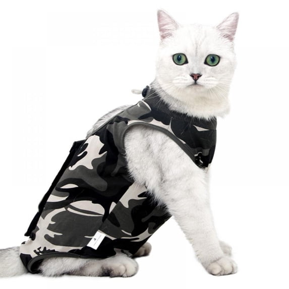 Eleanos New Pet Supplies Suit, Gown Weaning Suit, Anti-licking Postoperative Suit, Camouflage Black L