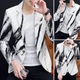 thumbnail image 6 of sunsanly Men Suit Coat Turn-down Collar Long Sleeves Single Button Printing Tie-dye Dress-up Slim Contrast Color Suit Jacket Men Clothes, 6 of 8