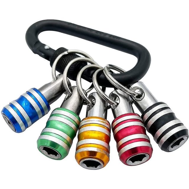 5 piezas de 1/4" con mango hexagonal, llavero, juego de portapuntas para destornillador, varilla de extensión, adaptador de tornillo de cambio rápido para brocas