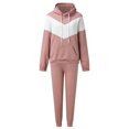 thumbnail image 2 of Women Winter Stitching Color Tracksuit Long Sleeve Hoodies Loose Trousers Suit Two Piece Set Clothing Snow Pants Womens Tall Pant Suit Women Dressy Petite Stylish Jumpsuits for Women Pantsuit for, 2 of 6