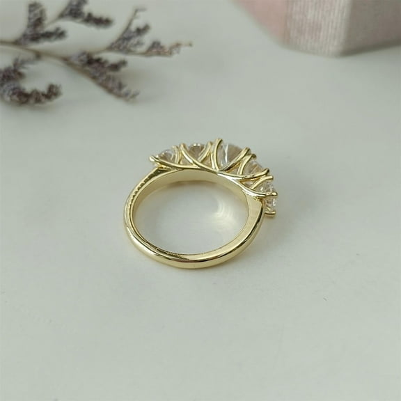 Lab Created Diamond Women's Five Stone Band Ring 14k Yellow Gold Plated