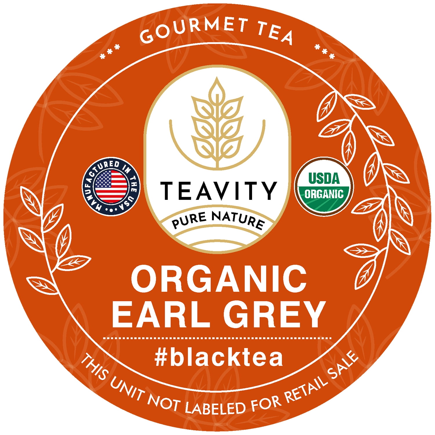 Teavity Organic Herbal Earl Grey Black Tea Pod for Keurig KCup Brewers