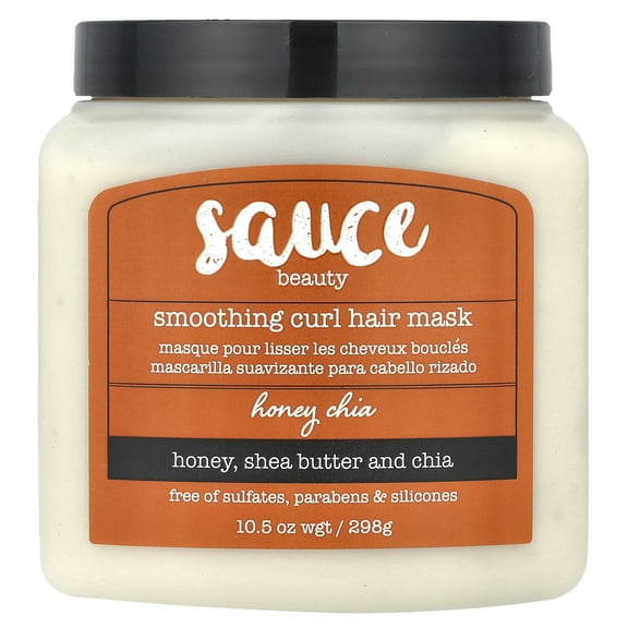 Sauce Beauty Smoothing Curl Hair Mask, Honey Chia, with Honey, Shea Butter, and Chia, 10.5 fl oz.