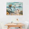 thumbnail image 2 of ARISTURING Beach Canvas Wall Art Bicycle Fence Floral Pictures Ocean Painting Print Coastal Theme Living Room  20x16in, 2 of 6
