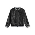 thumbnail image 3 of Eandarui Girls Shiny Sequin Bomber Jacket for Hip Hop Jazz Dsico Dance Costume Club Party Outerwear Black 10, 3 of 4