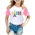 thumbnail image 1 of Toddler Girls Summer Tops Tees Fashion Games Printed Raglan Short Sleeved Loose Fit T Shirt Daily Spring Shirts For Kid 2-3 T, 1 of 4
