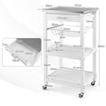 thumbnail image 3 of Costway Carro de Servicio 4 Niveles Isla de Cocina Rodante con Encimera de Metal Cajón Extraíble Cesta Bandeja Móvil 47 x 39 x 85 cm Blanco, 3 of 10