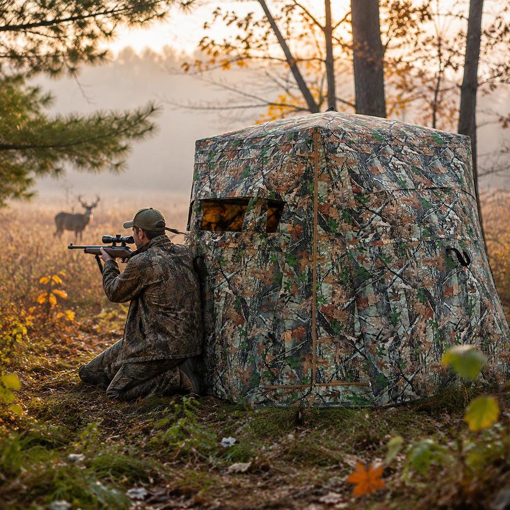 360 Degree One Way See Through Ground Hunting Blind for Deer and Turkey Hunting