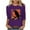 Purple, variant on Raeneomay 3/4 Length Sleeve Womens Tops Women's Independence Day Round Neck T-Shirt Loose Top