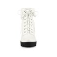 thumbnail image 6 of BLISSFUL STEP Women's Platform Block Heel Lace Up Foldable Ankle Boots White 8, 6 of 7