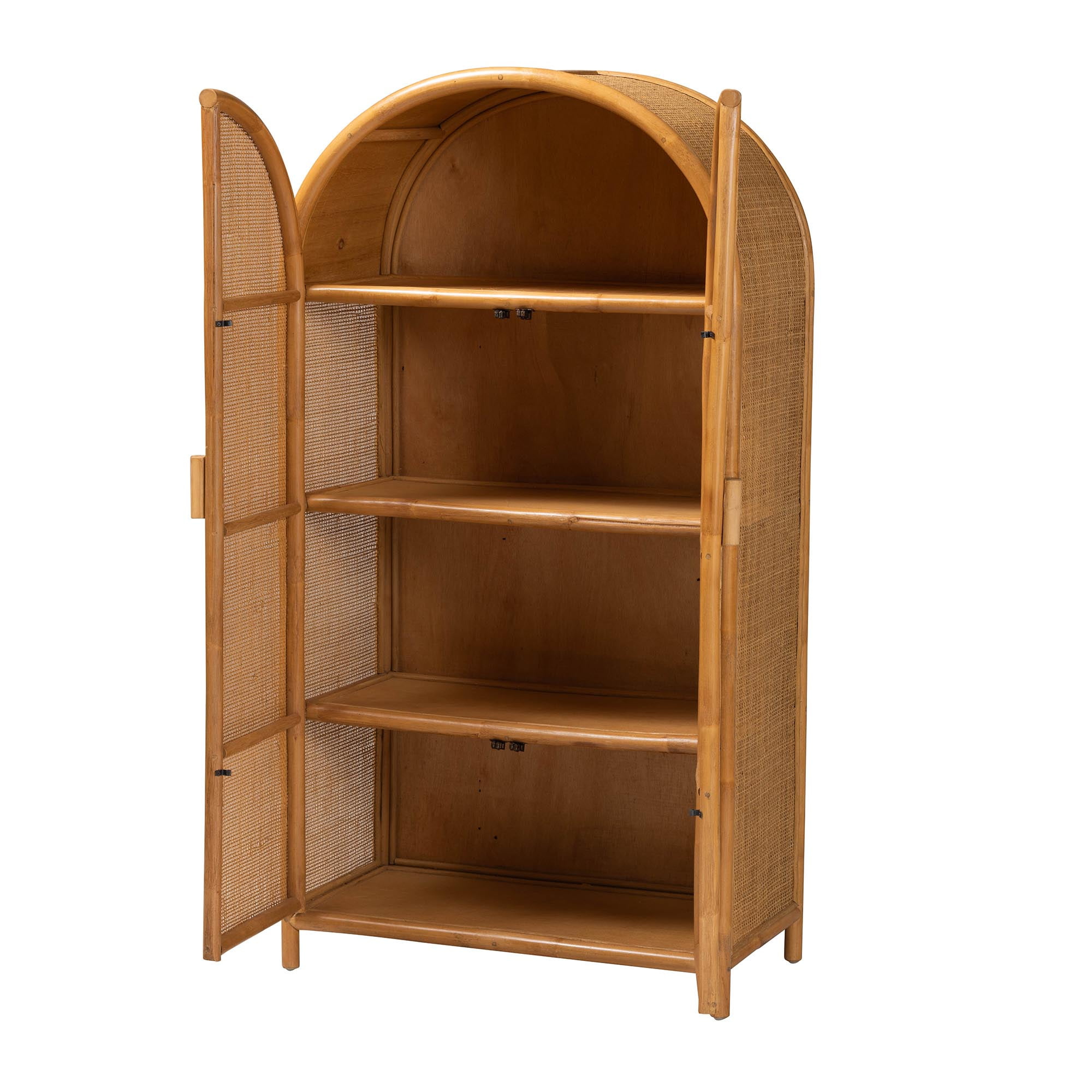 bali & pari Paloma Rattan BOHO Storage Cabinet, 2-Door, Light Honey