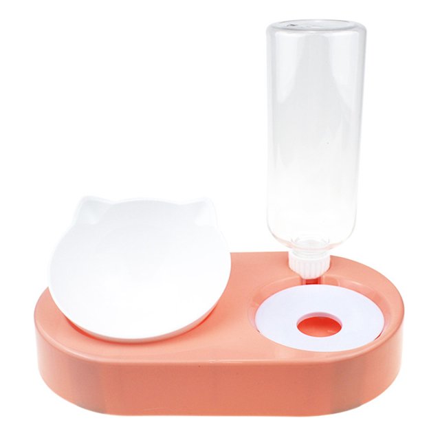 2 en 1 Pet Cat Feeder Bowl Automático Agua Potable Dog Bowl (Naranja Rosa) Ehuebsd Para estrenar