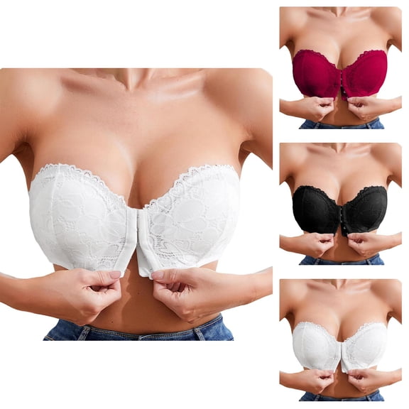 Front Closure Bras for Women No Underwire Push Up Strapless Bra Thin Non Slip Women'S Clothing