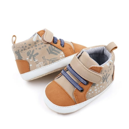 Loliuicca Baby Boy High-Top Ankle Sneakers Leather Anti-Slip Soft Sole Shoes