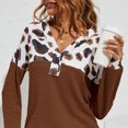 thumbnail image 4 of Leopard Waffle Knit V Neck Soft Loose Leopard Long Sleeve Pullover  for Date ANGGREK Otros, 4 of 5