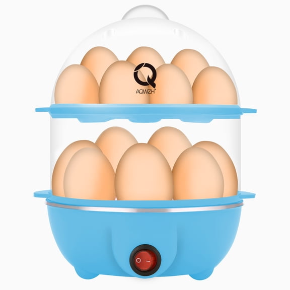 Aqwzh Rapid Egg Cooker Electric for Hard Boiled, Poached, Scrambled Eggs, Omelets, Steamed Vegetables, Seafood, Dumplings, 14 capacity, with Auto Shut Off Feature
