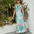 thumbnail image 3 of Flamingo Pattern Sleeveless Dress Woman Fashion Long Dresses Women's Summer Suit Dress 2025, 3 of 7