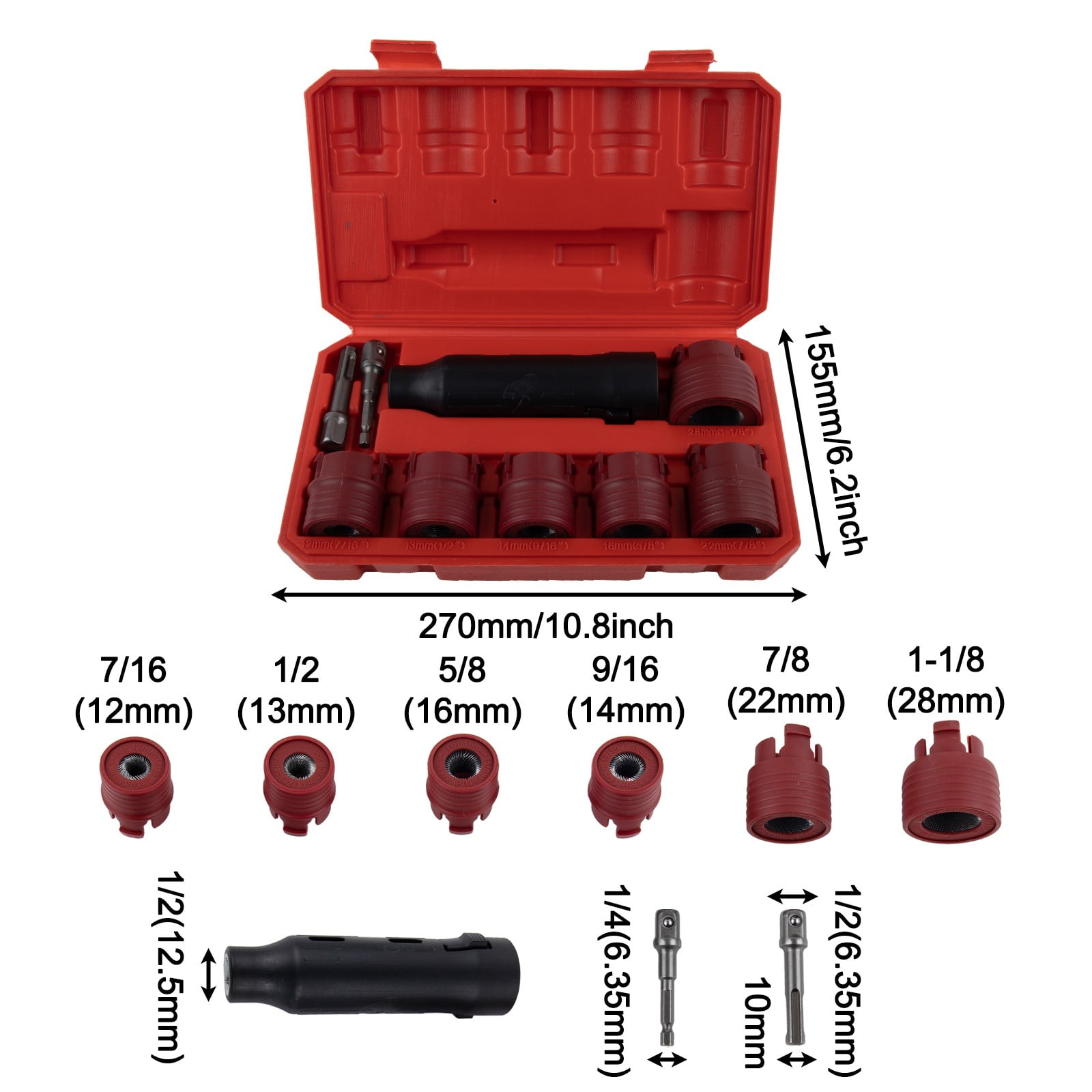 yaaqii 9PCS Car wheel Stud Cleaner Tool screw nuts rust removal brush cleaning 12-28mm