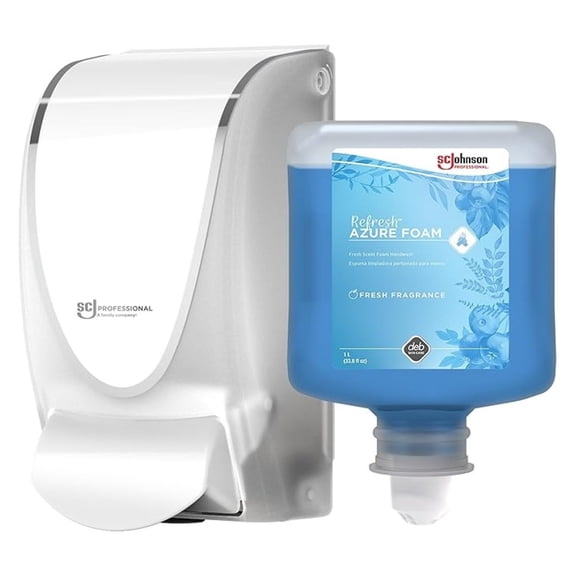 Foam Soap Dispenser Kit - Wall Mount Hand Soap Dispenser with 1 Liter Refill - Azure Foam Hand Wash - Professional Use - 33.8oz