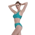 thumbnail image 6 of Picia Blue Green Glitter Women's High Waisted Bikini Scoop Neck Swimsuit Two Pieces Bathing Suit-Large, 6 of 8