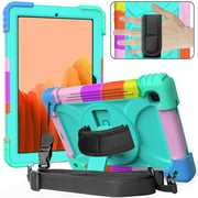 Samsung Galaxy Tab A7 Case for Kids | Herize SM-T500/T505/T507 Case 10.4 2020 with Stand | Hard Rugged Shockproof Protective Cover w/ Hand&Shoulder Strap for Samsung A7 Tablet | Turquoise