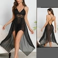 thumbnail image 2 of LYEAA Long Nightgowns for Women Lounge Soft Sleeveless Home Dress V Neck Mesh Split Sheer Night Gowns Solid Comfy Sleepwear, 2 of 5