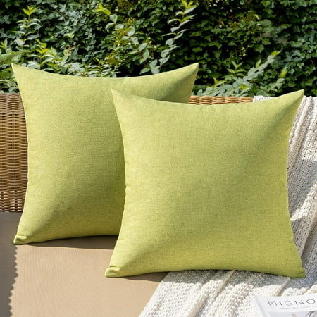 

MIULEE Pack of 2 Decorative Outdoor Solid Waterproof Throw Pillow Covers Polyester Linen Garden Farmhouse Cushion Cases for Patio Tent Balcony Couch Sofa 16x16 inch Moss Green
