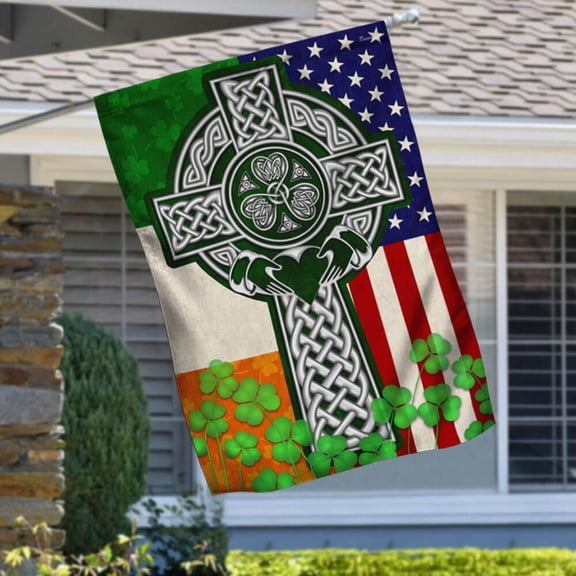 Irish American Flag Irish Celtic Christian Cross Flag THB3706Fv1 - House Flag (29.5" x 39.5")