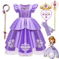 thumbnail image 2 of Niñas Princesa Sofía El primer vestido de fiesta a Puff manga tul elegante cumpleaños Cosplay disfraces de Halloween vestido Fivean unisex, 2 of 2