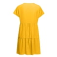 thumbnail image 2 of Jumpingount Vestido de mujer Verano Color sólido Manga corta Vestidos de playa Poliéster Hasta la rodilla Ropa Ruffes Ropa de trabajo de oficina Vestidos Amarillo Jumpingount AP012052-01, 2 of 6