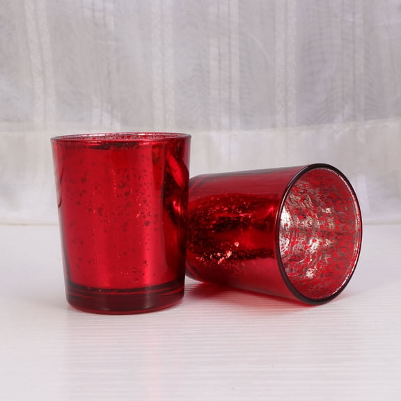 MLINS Red Glass Candle Holders for Home Office Decor Classic ShapeCraftsPerfect for Holding Tea Candles