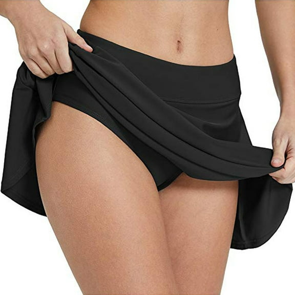 Dihao Swim Skirts Plus Size Women Tummy Control Split Swimsuit Skirt Built In Swim Shorts High Waist Bathing Suit Bottoms on Clearance