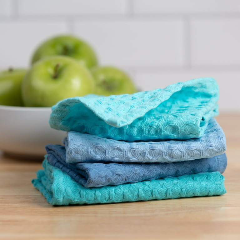 Mainstays, 18 Pack, 100% Cotton Waffle Dishcloths, Blue and Blue