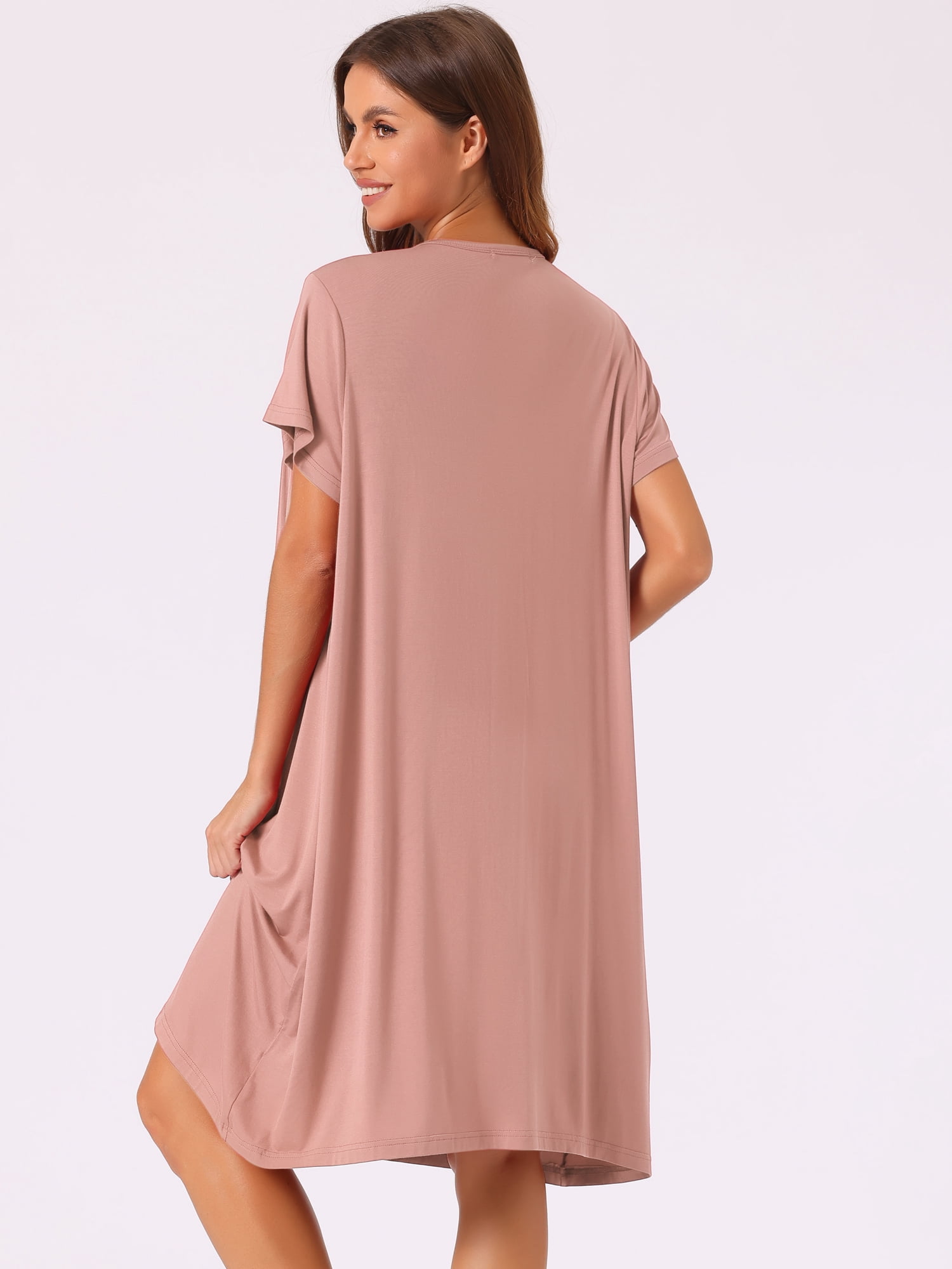 DARING DIVA Women's Cotton Sleepwear Short Sleeve Cozy Loose Sleepshirt XL Pink