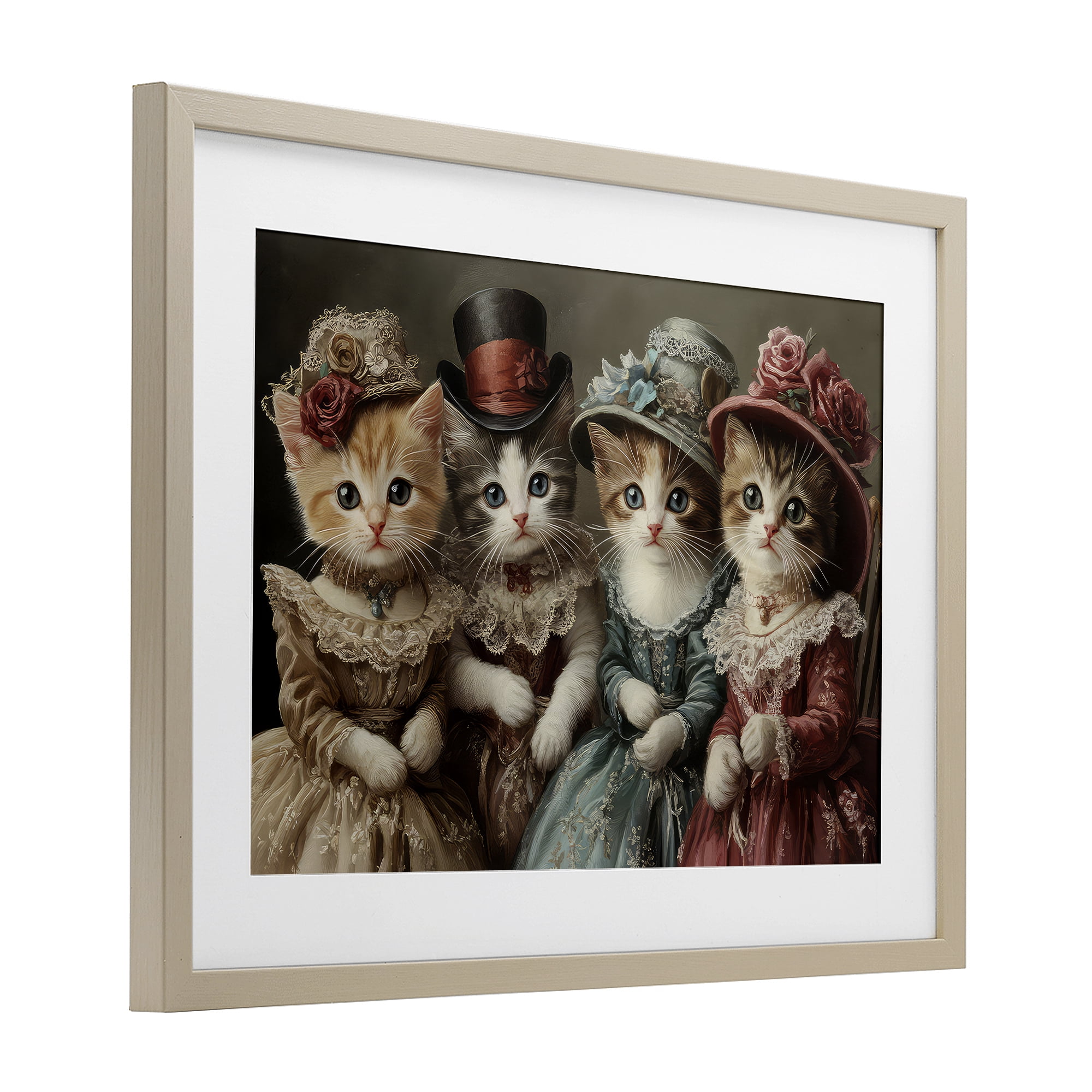 Stupell Industries Vintage Dress Kittens Birch Framed Print Under Glass, design by The Wands Want