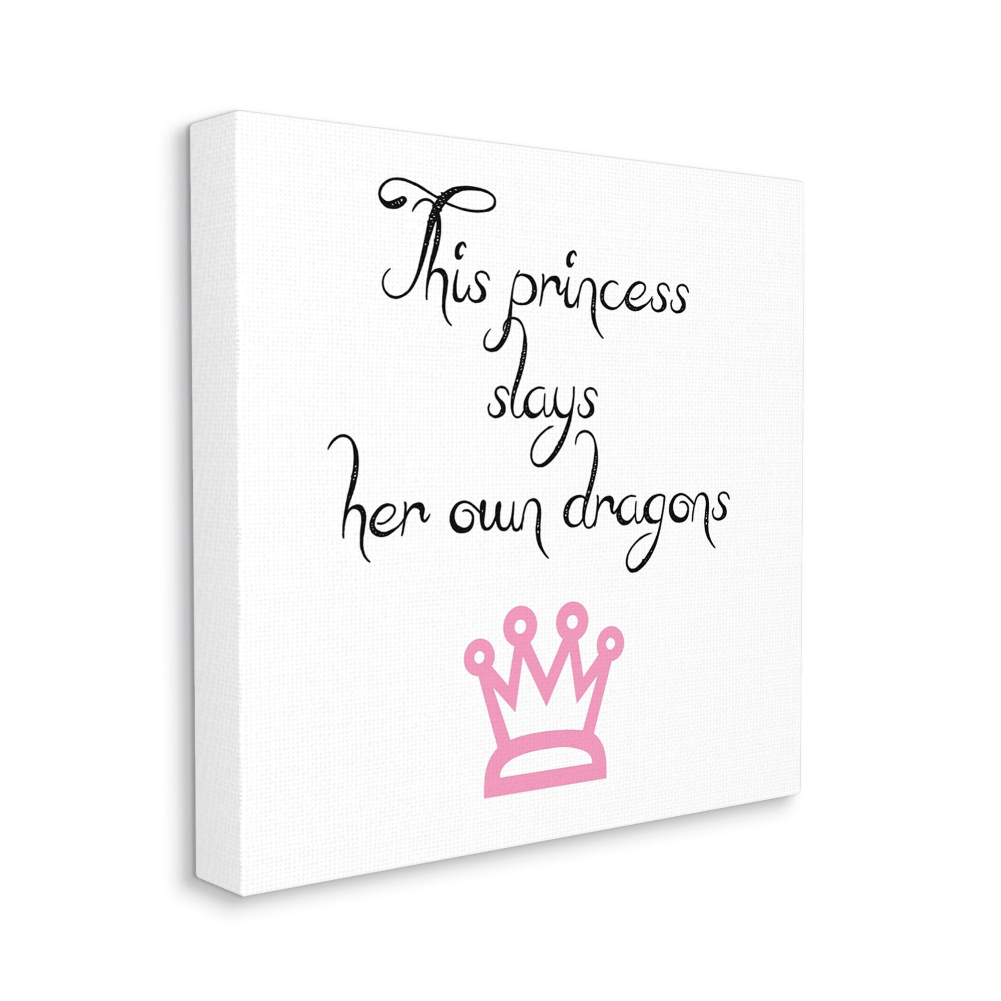 Stupell Industries Motivational Princess Quote Girl Power Pink Crown Graphic Art Gallery Wrapped Canvas Print Wall Art, Design by J. Weiss