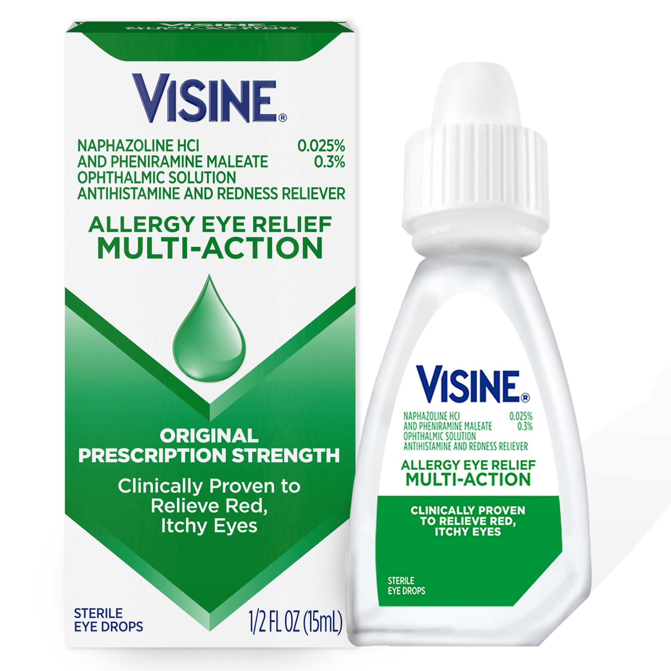 Visine Allergy Relief Multi-Action Antihistamine Redness Reliever Eye Drops, 0.5 fl. oz