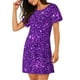 thumbnail image 2 of Fotbe Purple Glitter Bata de Dormir para Mujer con Estampado, Camisón de Algodón de Manga Corta, Ropa de Dormir Casual, 2 of 6