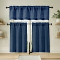 thumbnail image 6 of OVZME Judy Navy Blue Valance for Farmhouse Kitchen, Thick Textured Light Filtering Short Curtain with Dual Rod Pocket for Bathroom Basement,1 Panel 60 x 18 Inches, 6 of 7