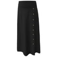 thumbnail image 2 of Women's Stretch Cotton Knit Faux Button Front Maxi A-Line Skirt, 2 of 10