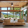thumbnail image 4 of Sofucor 52" Flush Mount Ceiling Fan with Light, 3 Dark Wood Grain ABS Blades, Quiet DC Motor, Dimmable 18W LED, 6-Speed Remote with Display, Reversible, Timer for Bedroom Living Room, 4 of 13