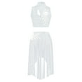 thumbnail image 3 of YiZYiF Womens 2-Piece Dance Outfits for Figure Skating Lyrical Dance Crop Top and Mesh Briefs Skirt White M, 3 of 7