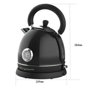 Culinary Chef 1.8 Quart 1,500-Watt Retro Porcelain Electric Water Kettle with Thermometer, Black
