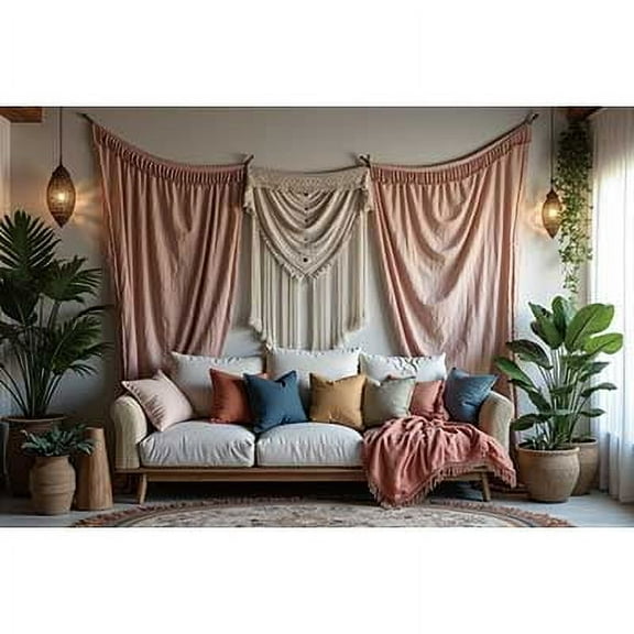 Boho Style Arch Backdrop Spring Plants Bohemian Drapes Curtains Living Room Home rations Photoz Studio Background