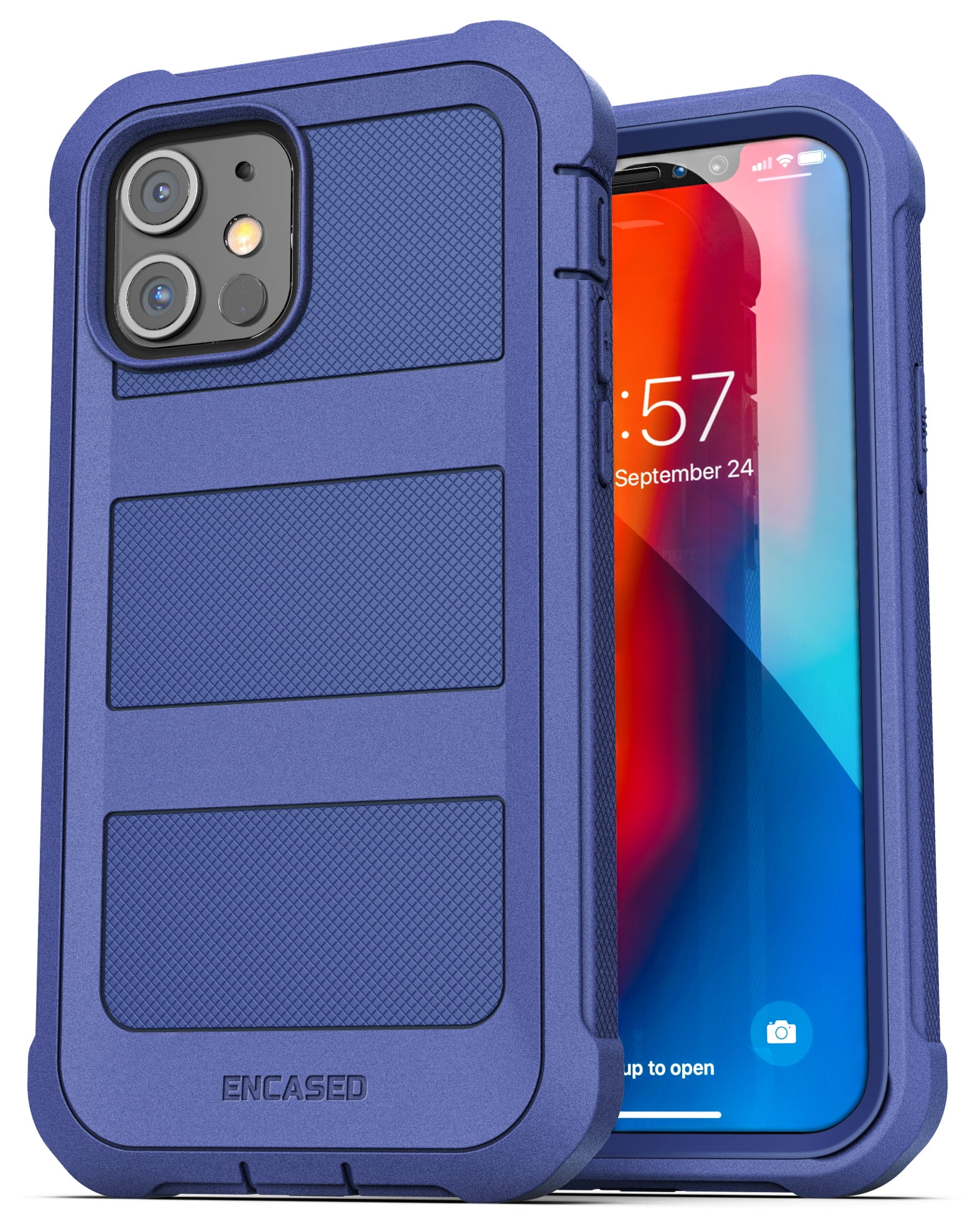 Encased Apple iPhone 12 Mini Case with Screen Protector (Falcon Armor) Protective Full Body Cover with Built-In Screen Protector - Purple