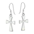 thumbnail image 5 of AeraVida Faithful Elegance Cross White Seashell Inlay Sterling Silver Dangle Earrings, 5 of 5