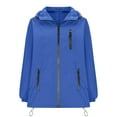 thumbnail image 6 of HAPIMO Women's Waterproof Rain Jacket Loose Long Sleeve Zip Up Jacket Casual Solid Zip Pocket Outdoor Workout Jacket Coat Fall Winter Clothes with Storage Bag Blue S, 6 of 8
